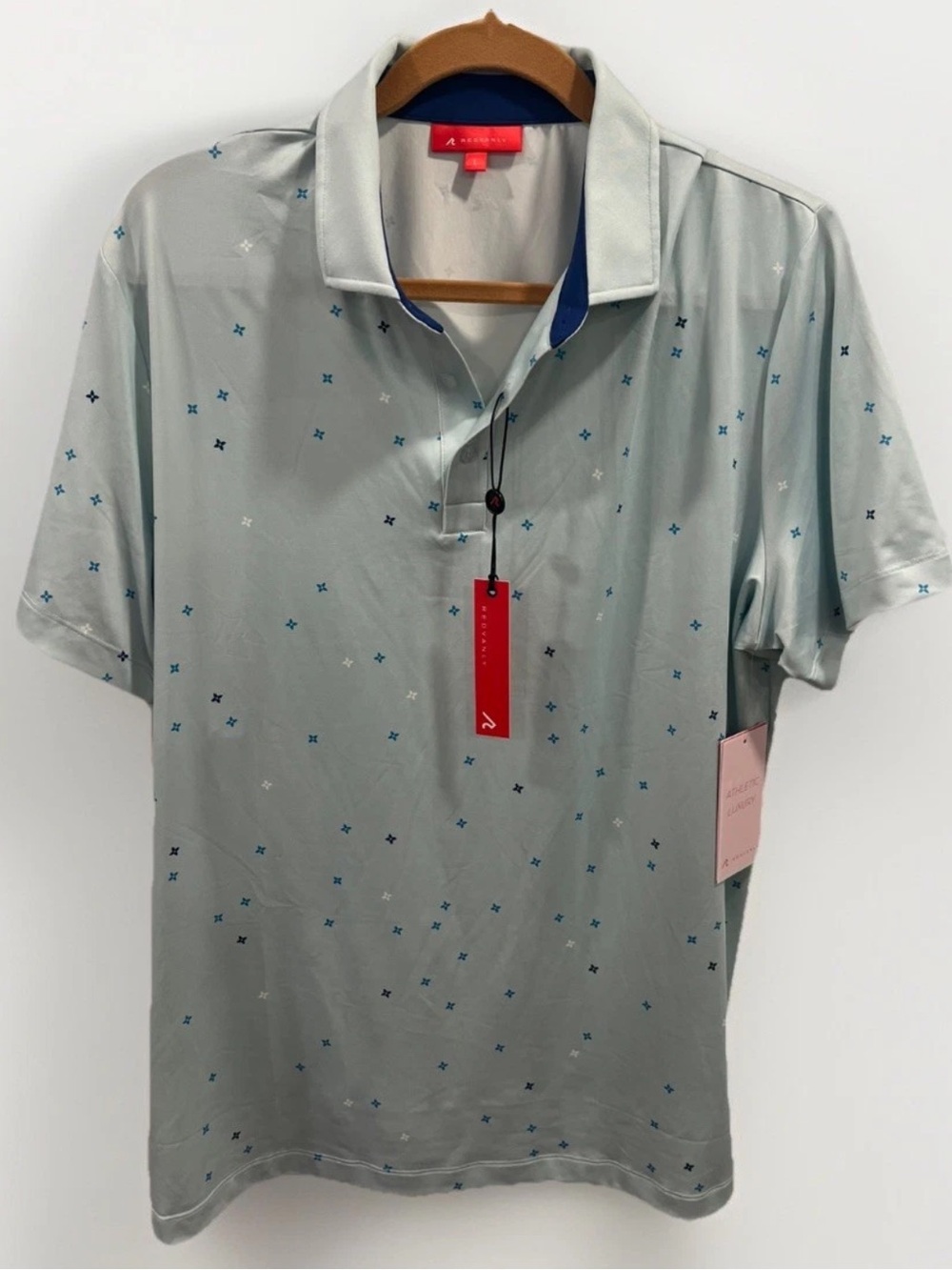 NWT Redvanly Men's Performance Golf Polo Sz L Athletic Luxury Stretch Geo Print